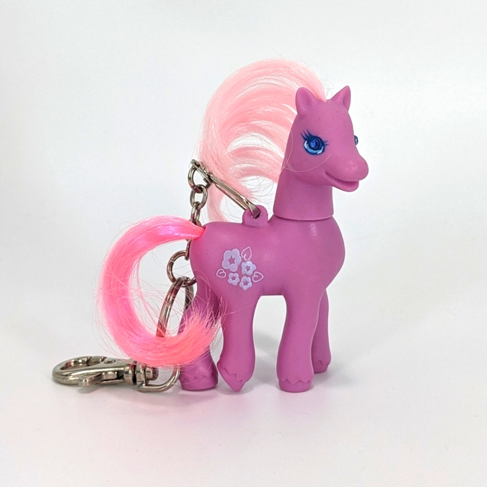 Rare My Little Pony 90s Purple and Pink Horse Keychain Bag Tag Toy Figure
